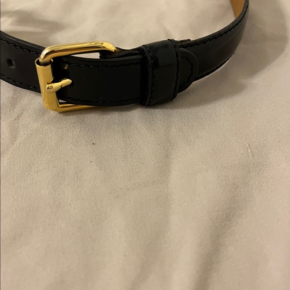 Vintage Moschino Gold Heart Buckle Black Belt - Picture 6 of 8